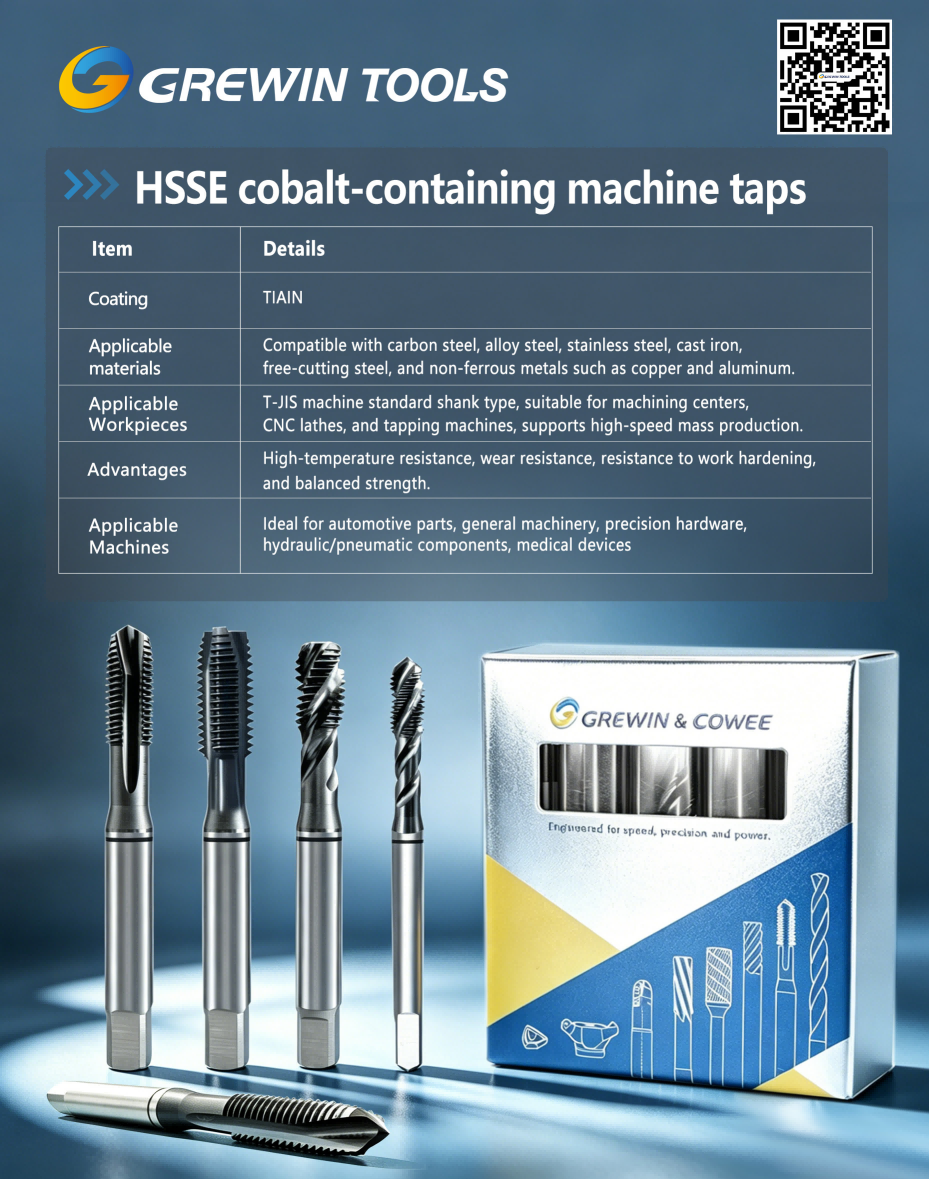 GREWIN HSSE Cobalt Machine Taps – built for production tapping